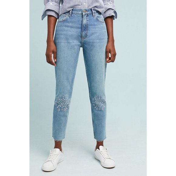 NWT M.i.h Mimi High-Rise Embroidered Slim Jeans 24 - Picture 1 of 13